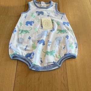 The Beaufort Bonnet Company Blue and White Safari Bodysuit